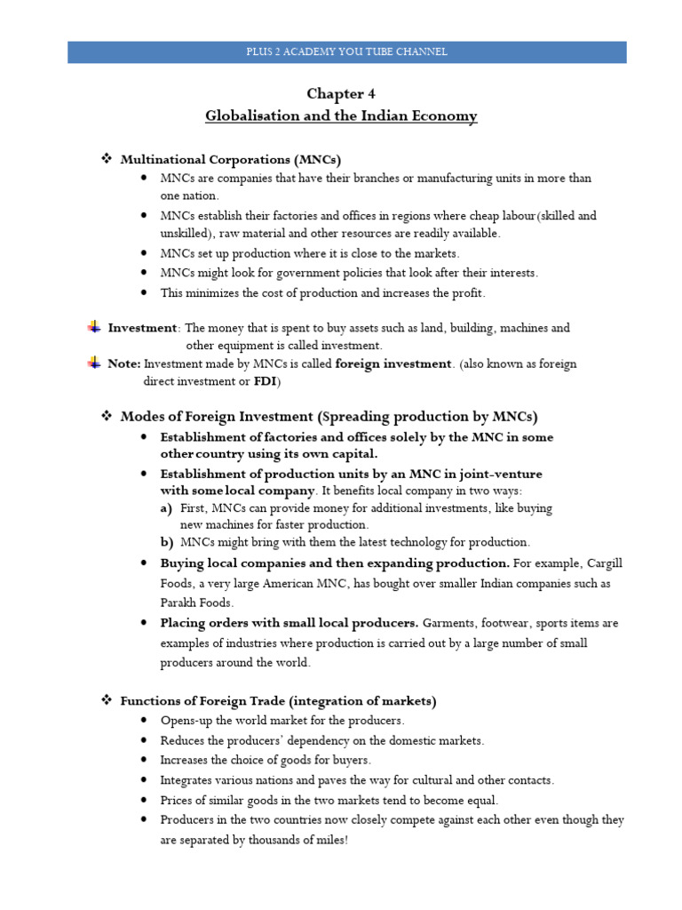 Globalisation and The Indian Economy... | PDF | Multinational ...