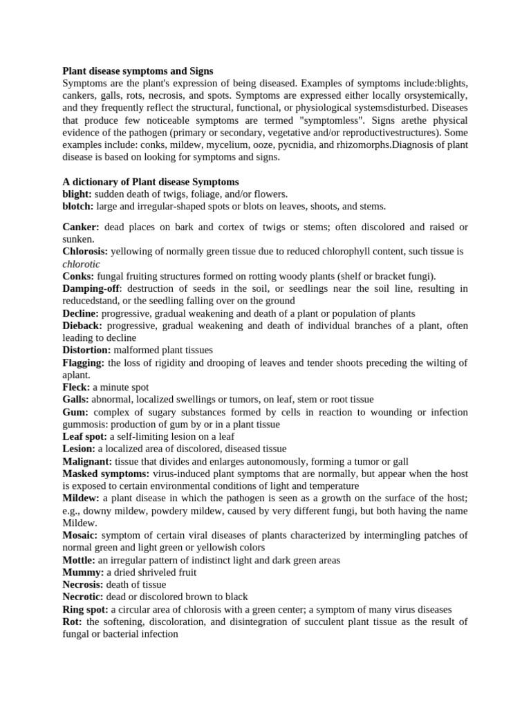 Plant Disease Symptoms and Signs | PDF | Fungus | Plants