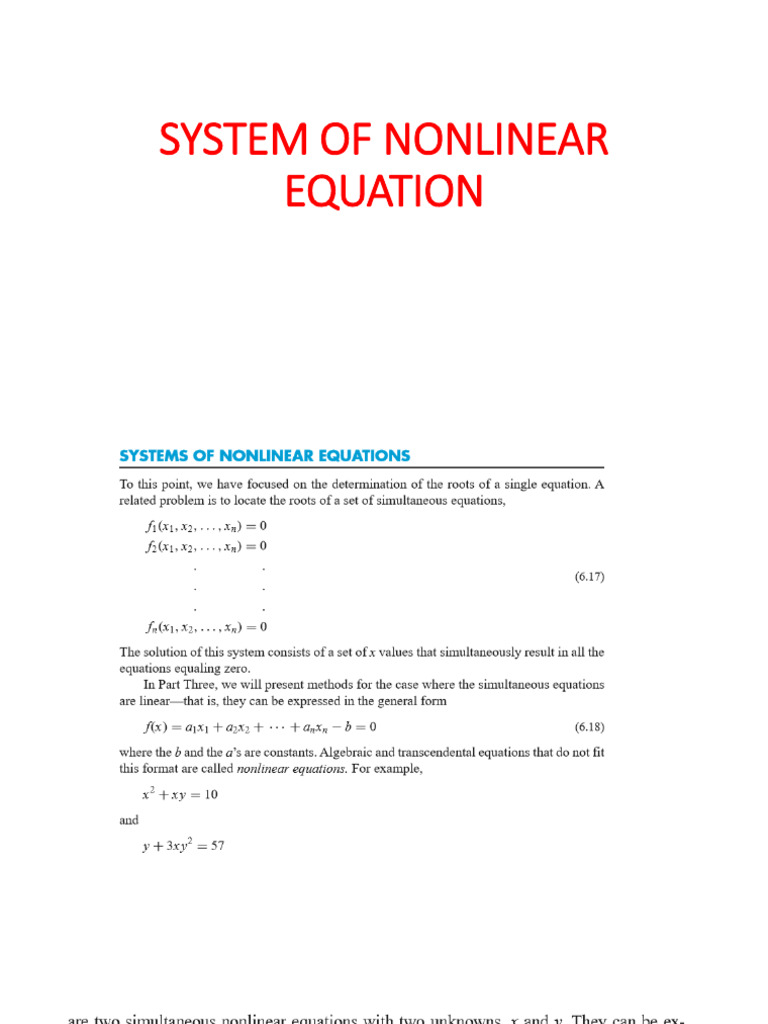 SYSTEM OF NONLINEAR EQUATION | PDF