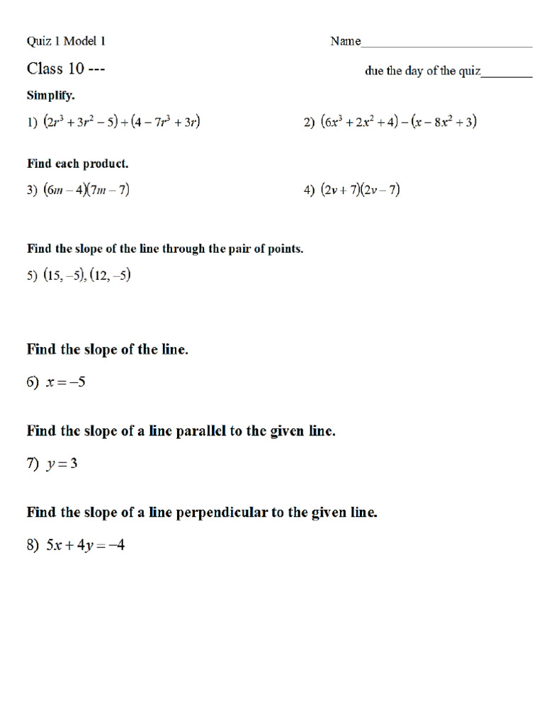 Quiz 1 Model 2 | PDF