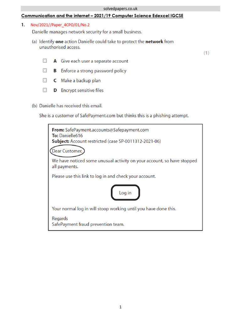 2021 - 19 Communication and The Internet CS Edexcel IGCSE | PDF