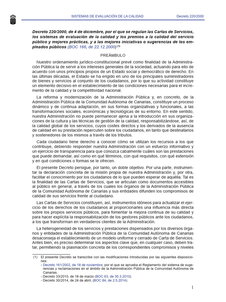 Decreto 220 2000, de 4 de Diciembre, Por El Que Se Regulan Las Cartas ...