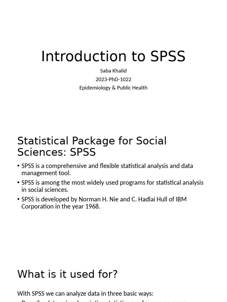 SPSS Overview for Data Analysis | PDF | Spss | Statistics