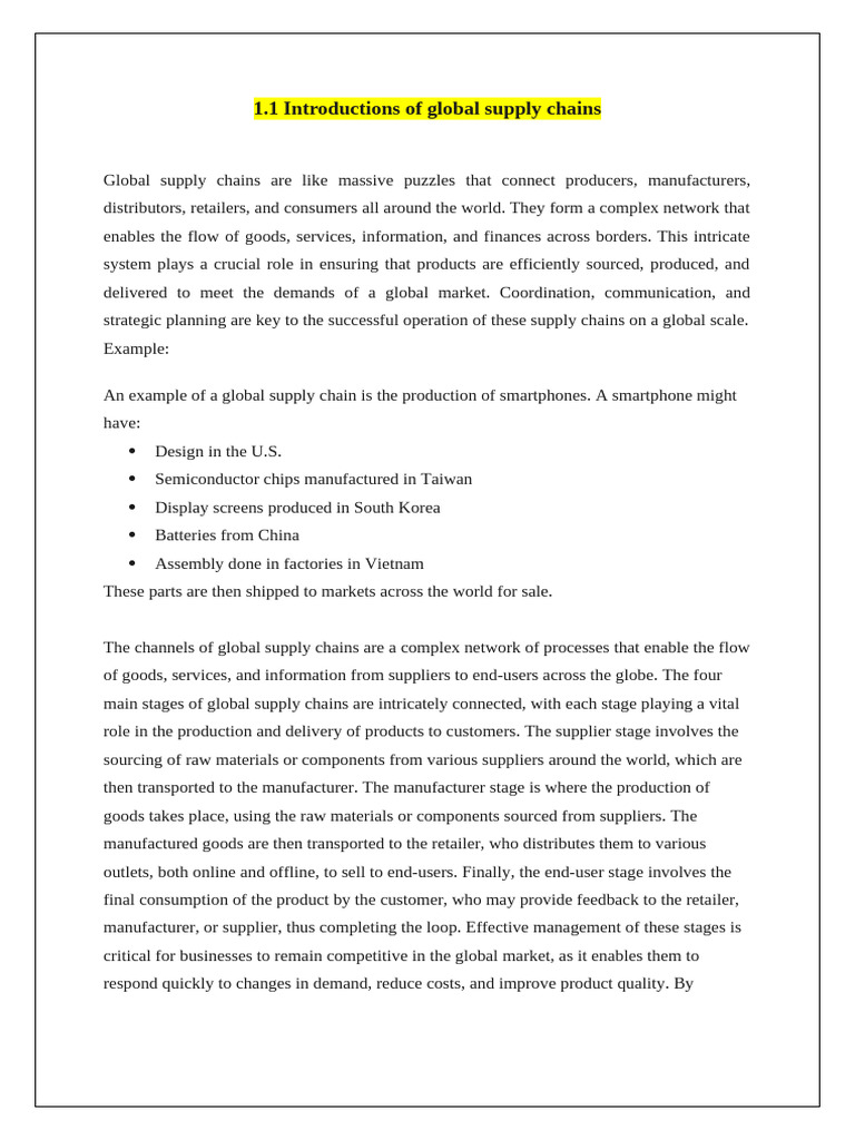 1.1 Introductions of Global Supply Chains | PDF | Supply Chain | Logistics