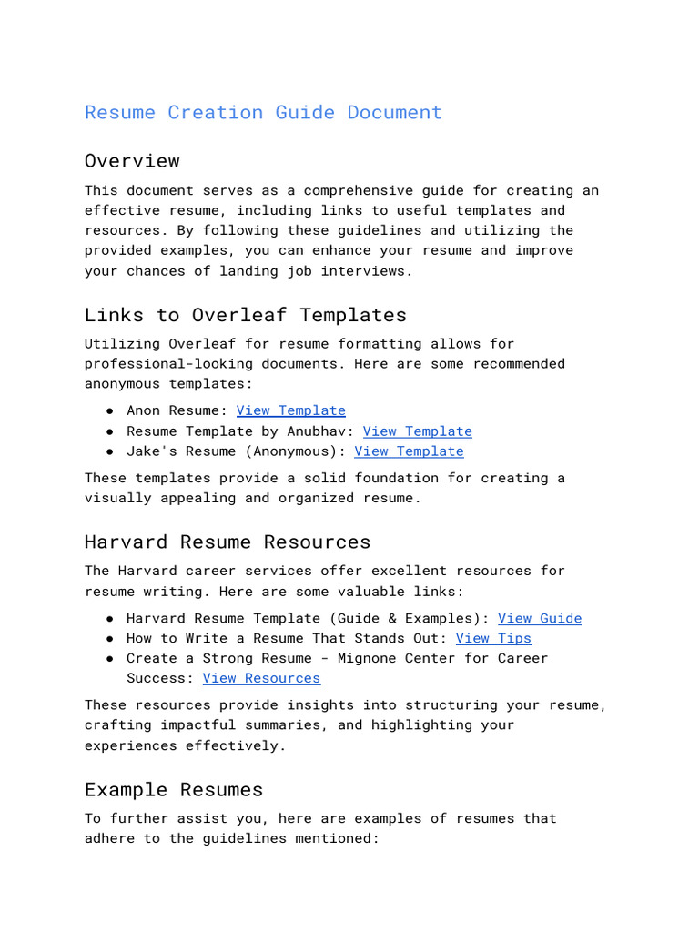 Ultimate Resume Creation Guide | PDF