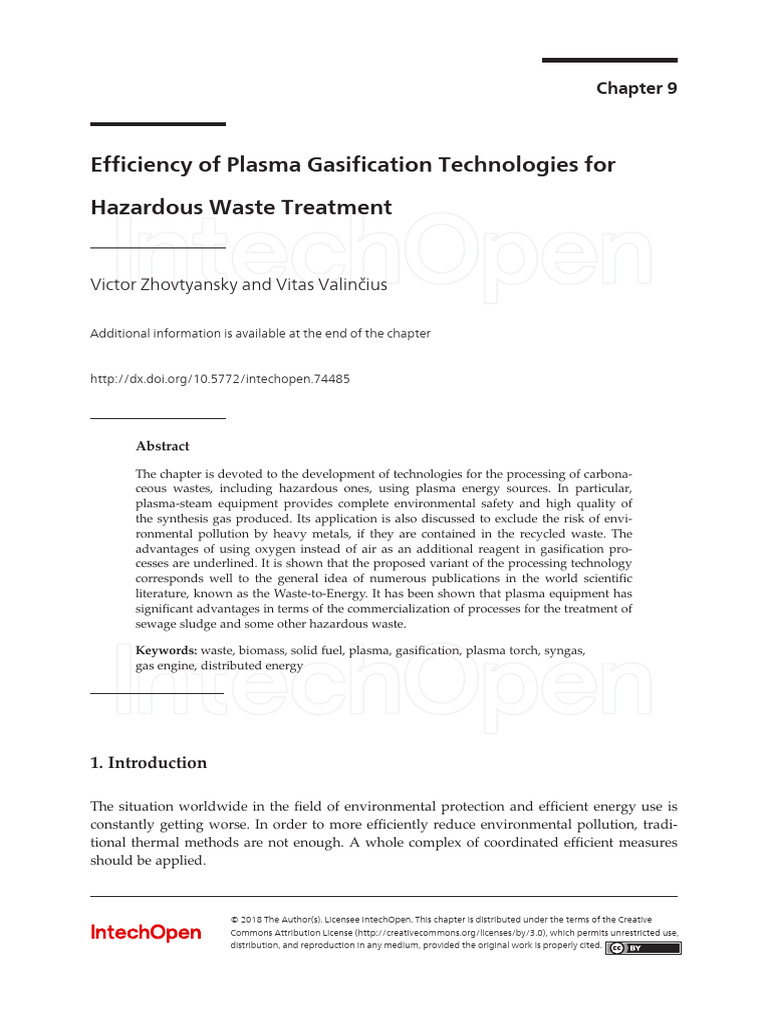 Efficiency of Plasma Gasification Technologies For | PDF | Gasification ...