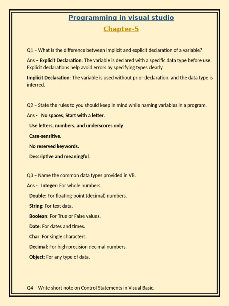 Visual Basic Variable Declaration Guide | PDF