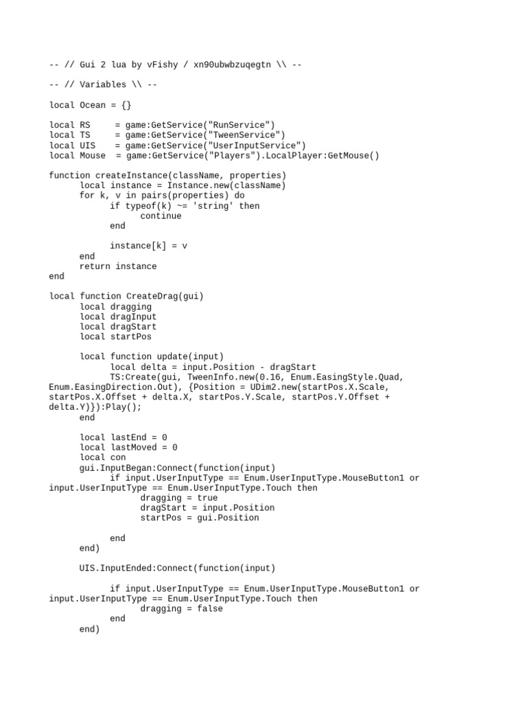 Ocean Hack V3 Lua GUI Script | PDF | Computing | Software