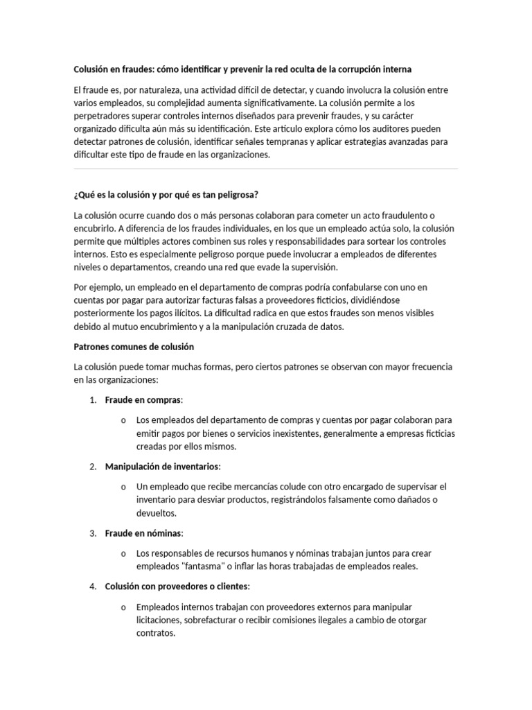 Colusión en Fraudes | PDF | Fraude | Corrupción política