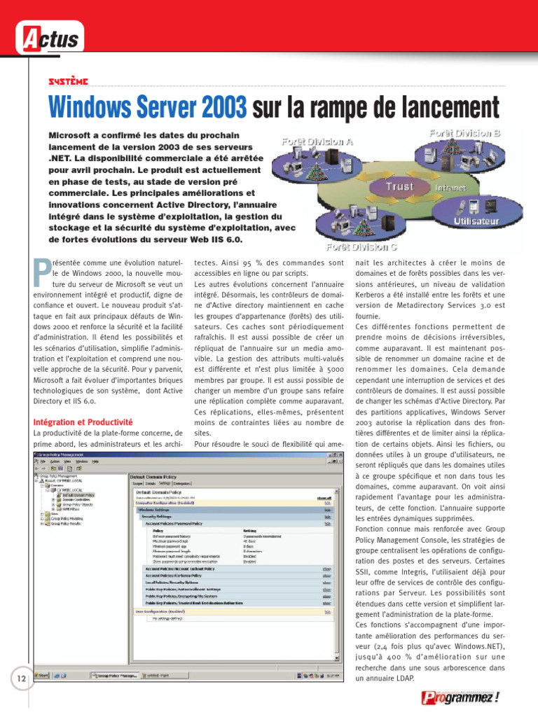 Windows Server 2003 : Innovations clés | PDF | Windows Server 2003 ...