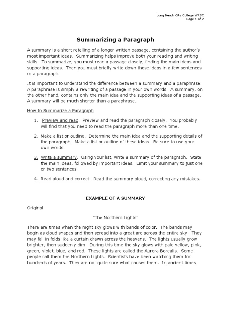 Summarizing Paragraph  PDF  Aurora  Sky