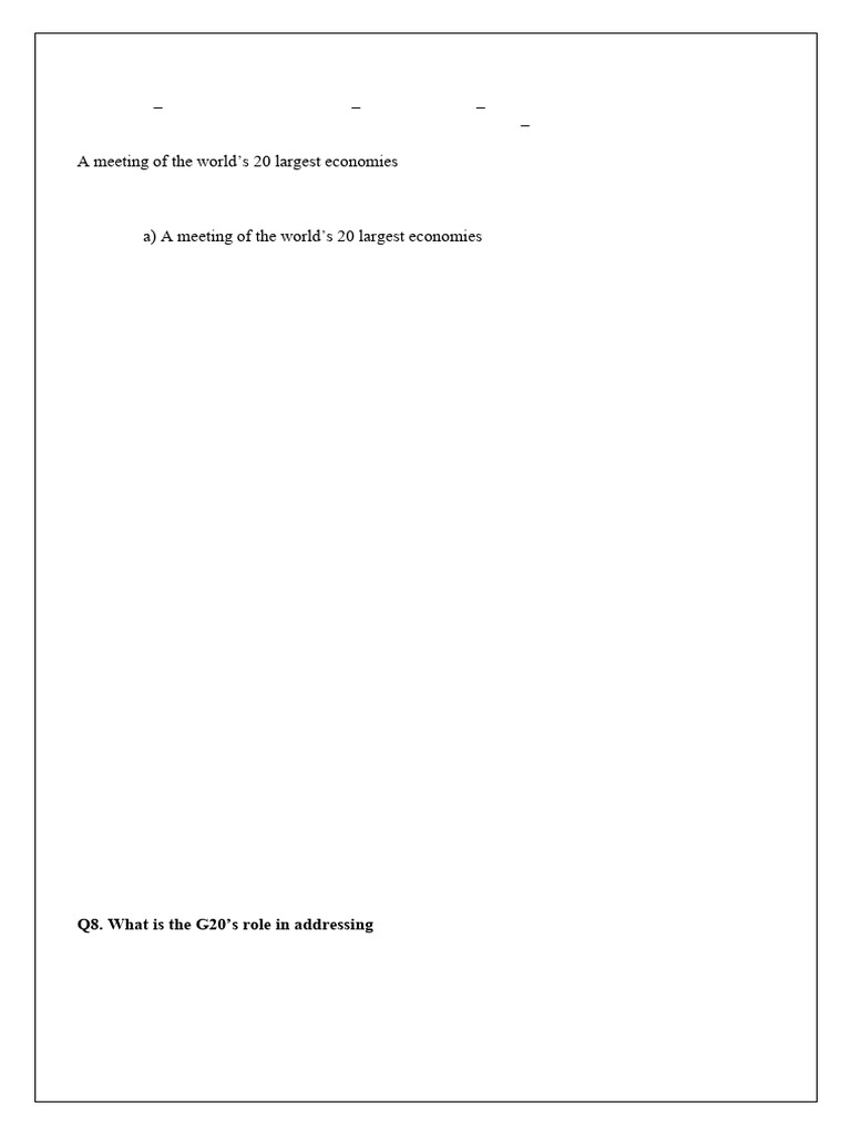 G20 Summit 2023: Key Practice Questions | PDF | Economies