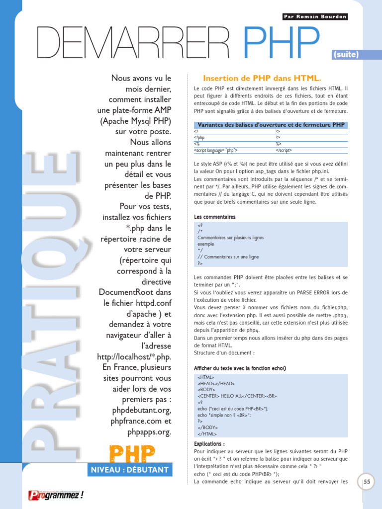 Introduction au PHP dans HTML | PDF | PHP | Html