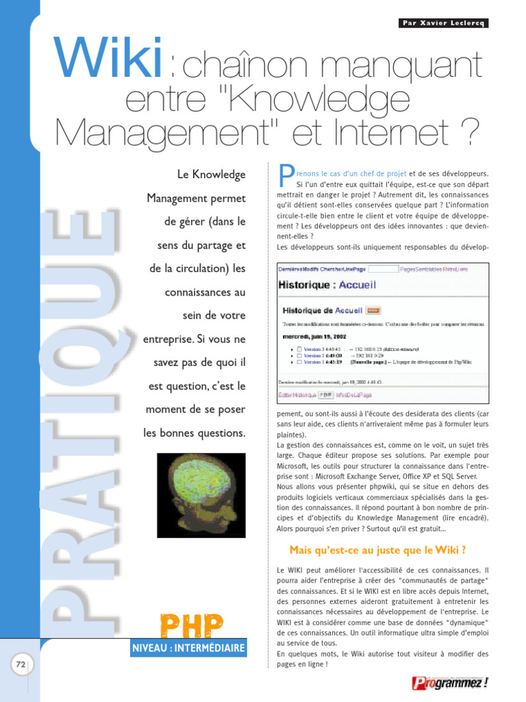 Wiki : Outil clé du Knowledge Management | PDF | Gestion des ...