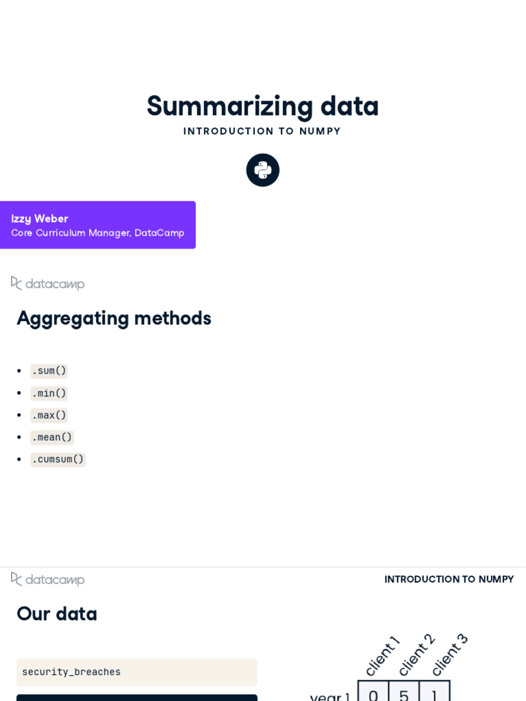 NumPy Data Aggregation Techniques | PDF | Computer Programming