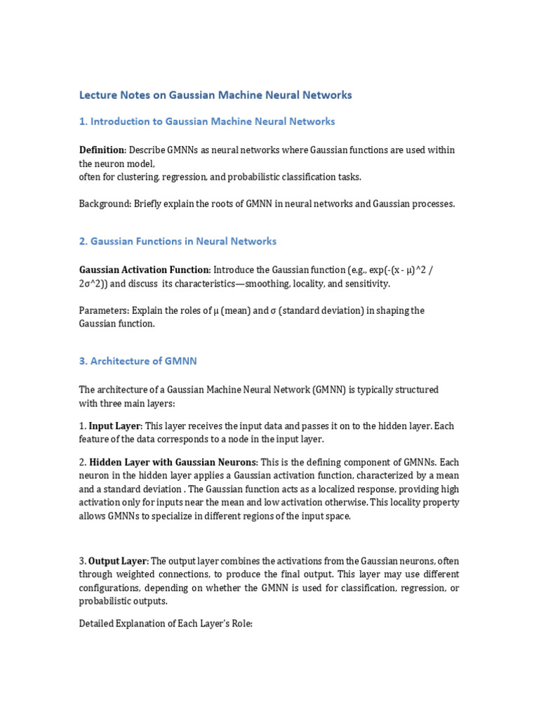 Gaussian Machine Neural Network Lecture Notes | PDF | Artificial Neural ...