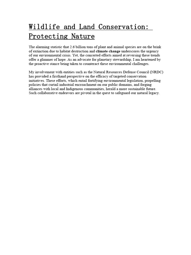 Wildlife Conservation and Habitat Protection | PDF | Conservation ...