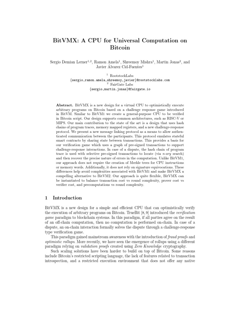 BitVMX: Optimized CPU for Bitcoin | PDF | Computer Program | Programming