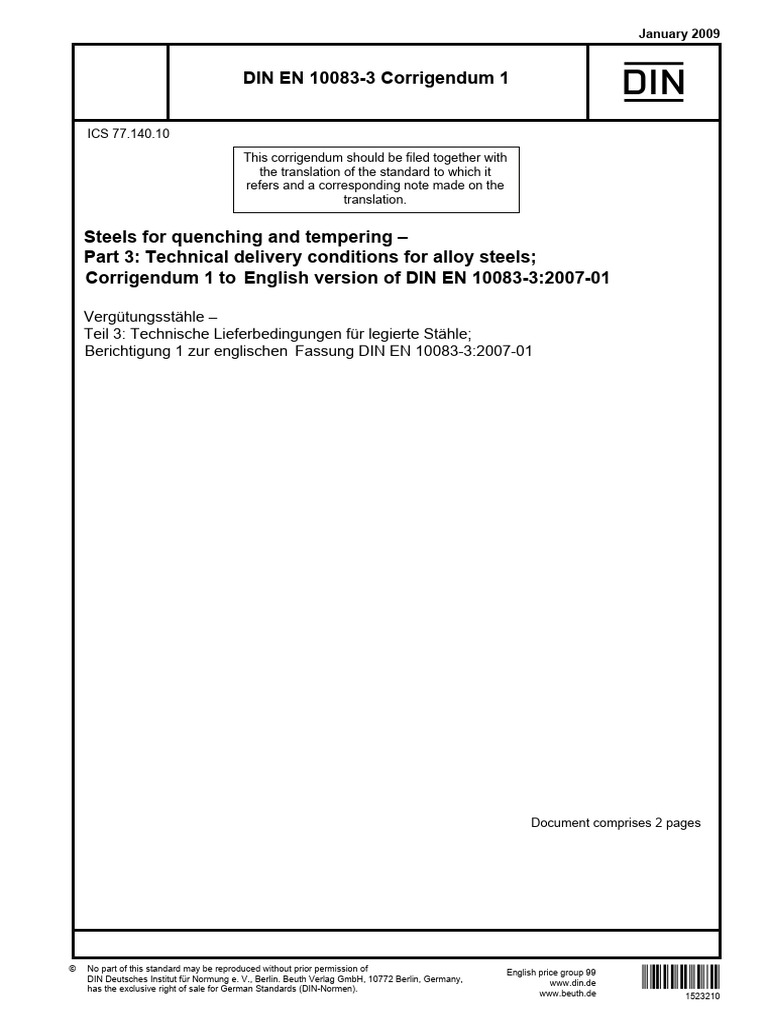 DIN EN 10083-3 Alloy Steel Standards | PDF | Metals | Building Materials