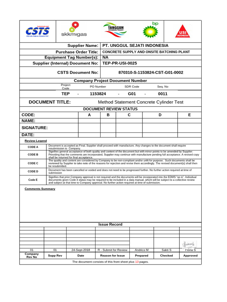 870310-S-1153824-CST-G01-0002 - Method Statement Laboratory | PDF ...