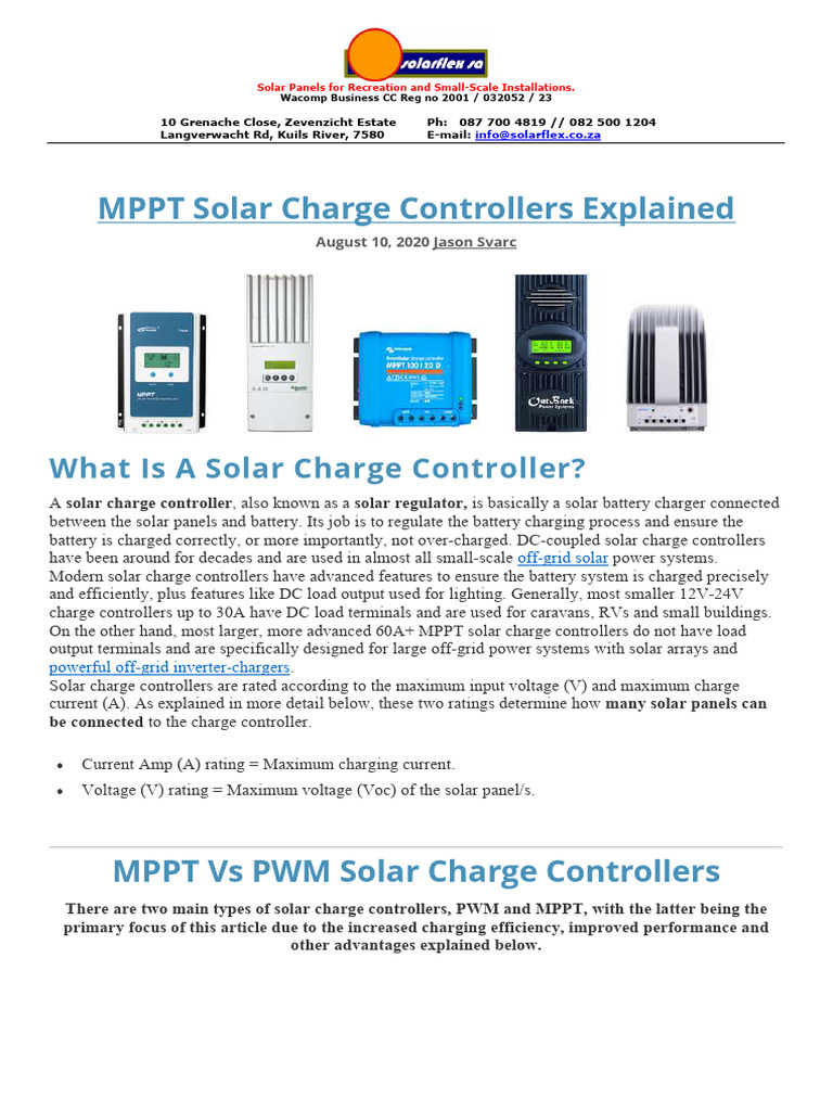 Solar Charge Controllers Guide | PDF | Solar Panel | Power Inverter
