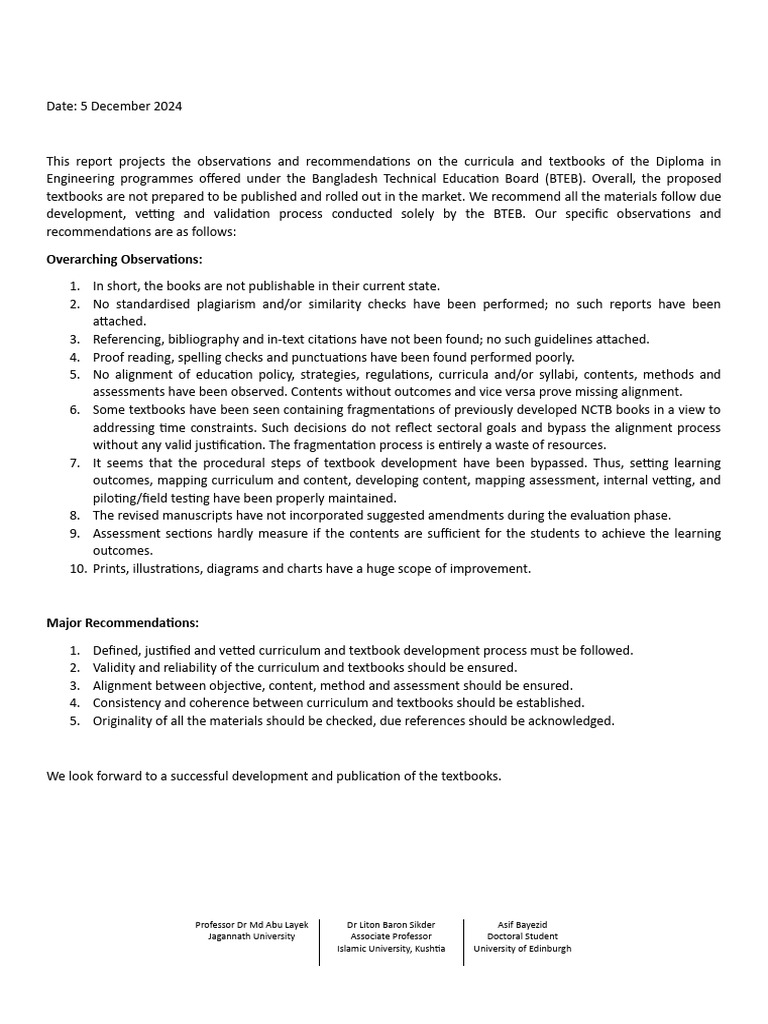 Overarching Observations - Revised | PDF | Curriculum | Textbook