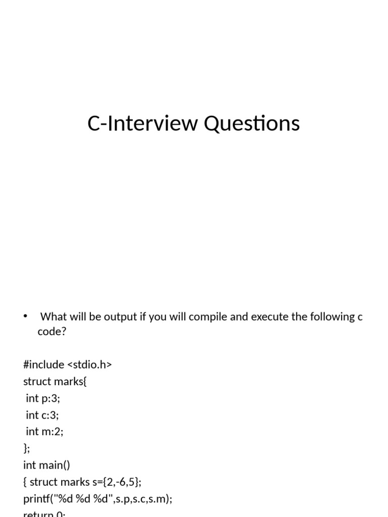 C Programming Interview Questions and Answers | PDF | C (Programming ...