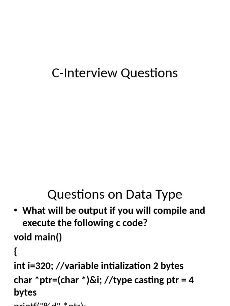 C Programming Casting Interview Questions | PDF | Pointer (Computer ...