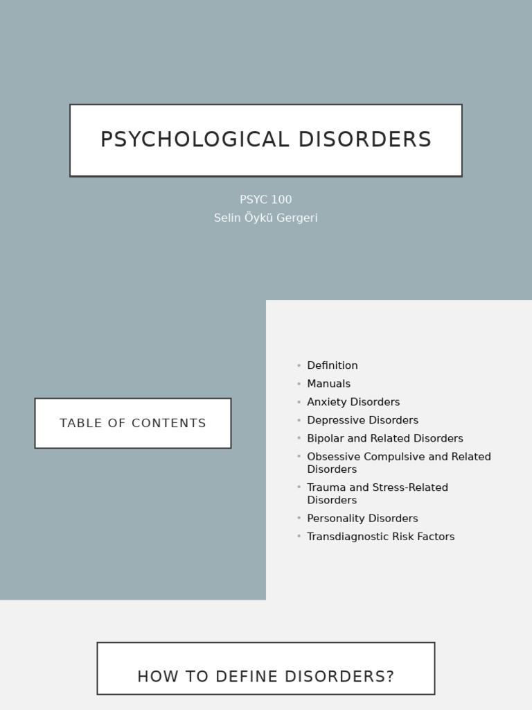 PSYC 100 Disorders Class | PDF | Mental Disorder | Personality Disorder