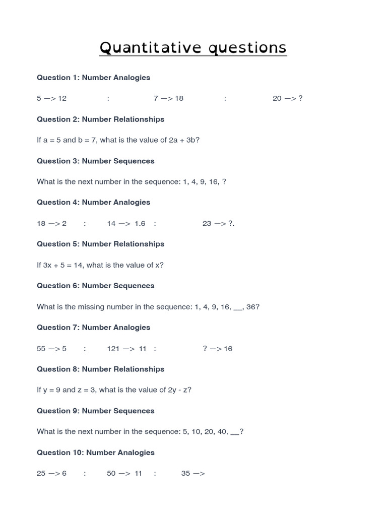 Quantitative Questions | PDF