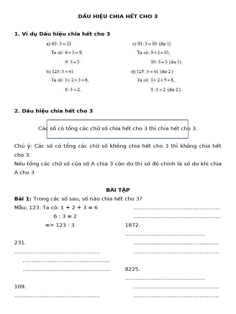 4. DẤU HIỆU CHIA HẾT CHO 3 | PDF