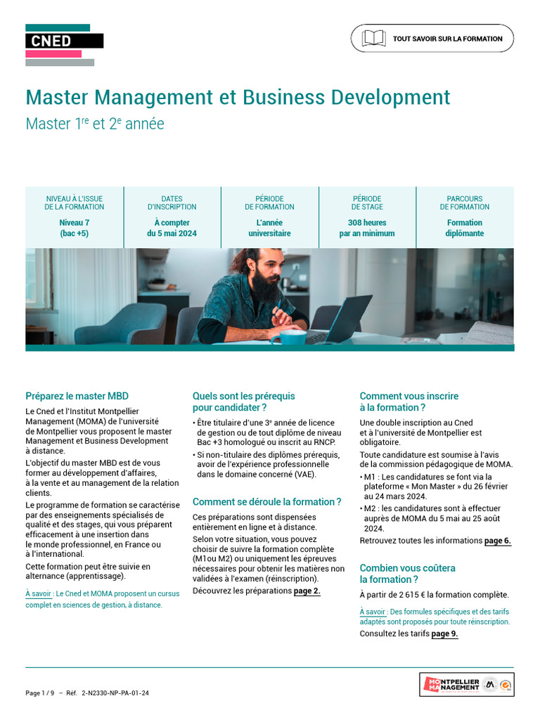 Master MBD à distance : Inscription et infos | PDF