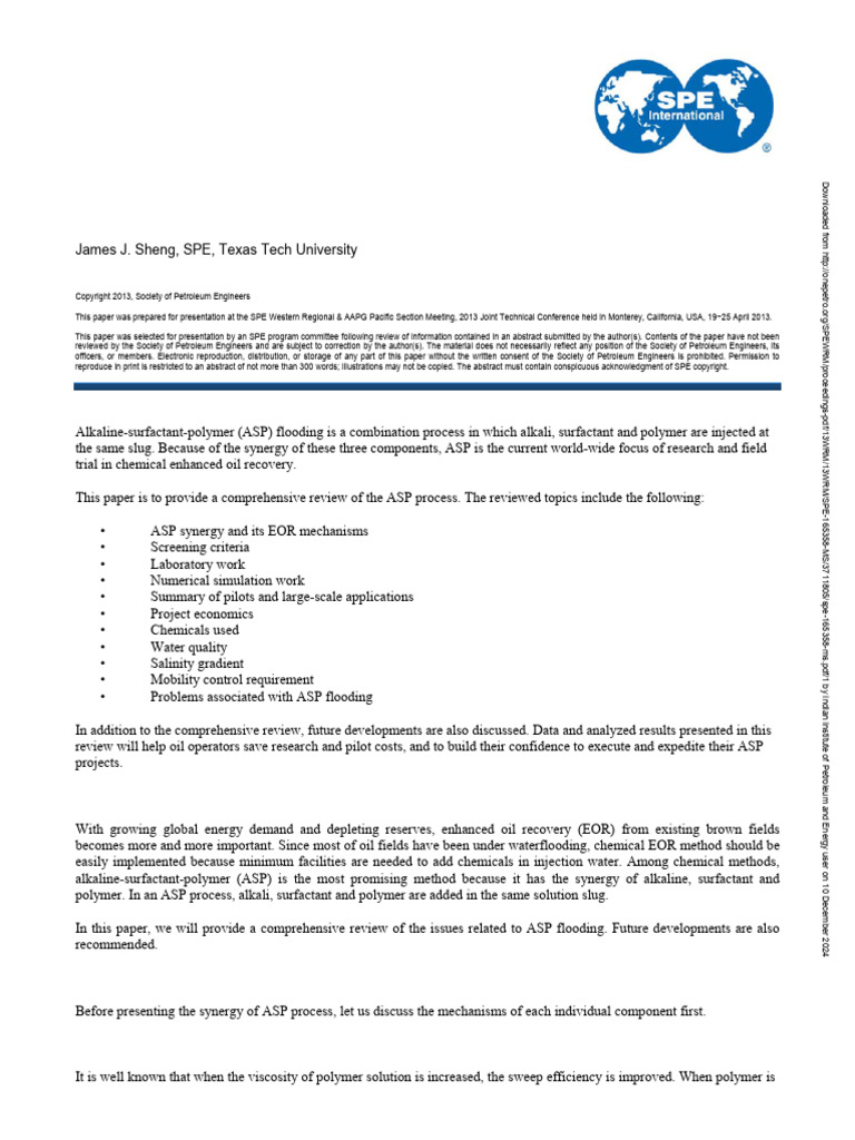 ASP 1 | PDF | Enhanced Oil Recovery | Sodium Hydroxide