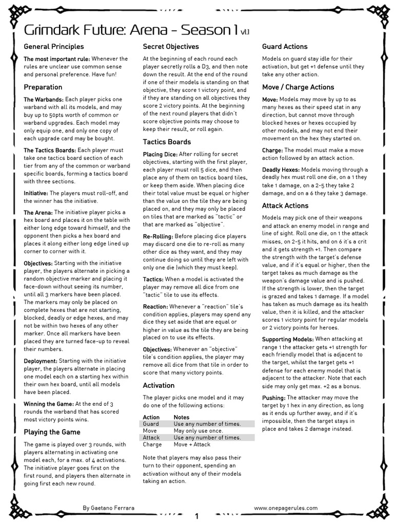 GFA S01 - Core Rules v1.1 | PDF | Dice | Gaming