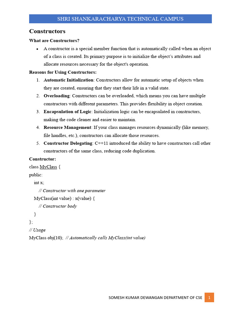 07 Constructor and Destructor | PDF | Constructor (Object Oriented ...