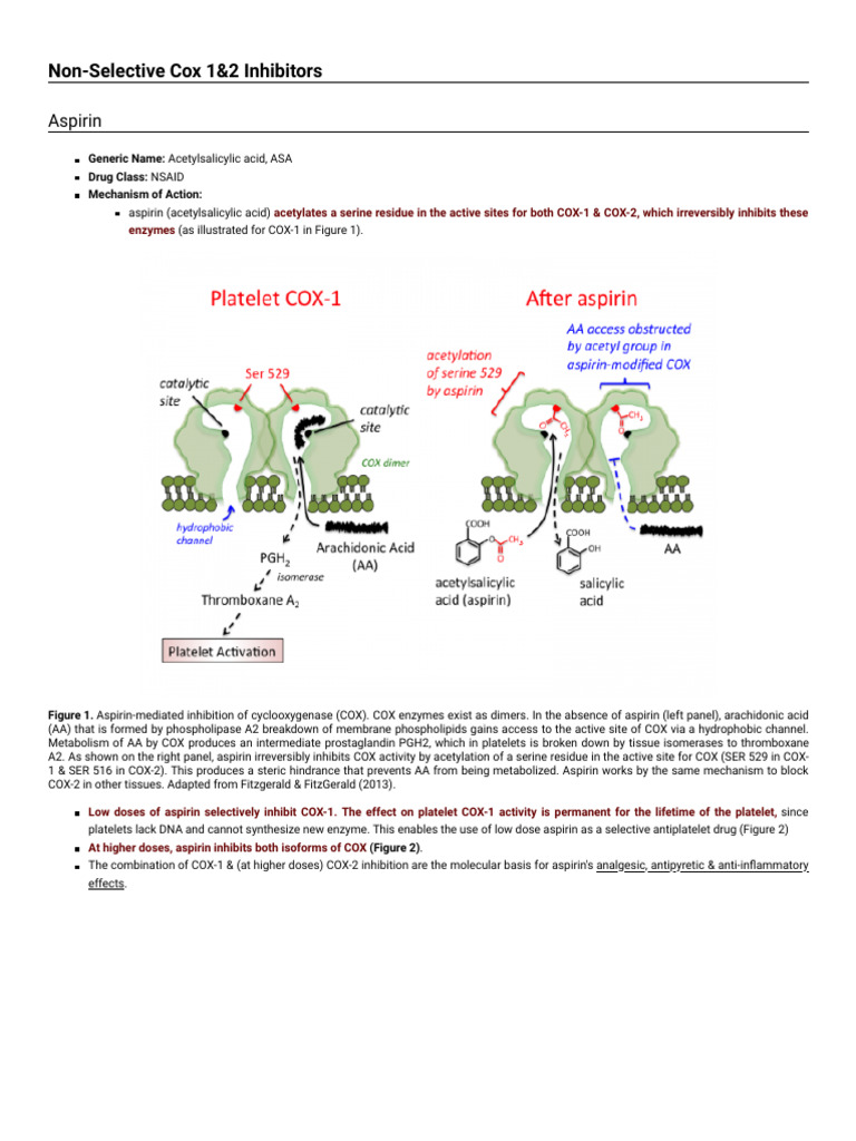 Non-Selective Cox 1 2 Inhibitors (TUSOM Pharmwiki) | PDF | Aspirin ...
