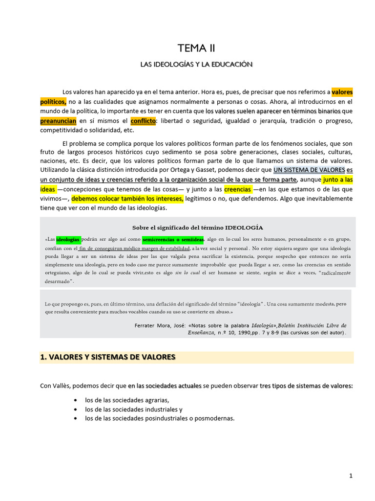 Tema II | PDF | Ideologías | Conocimiento