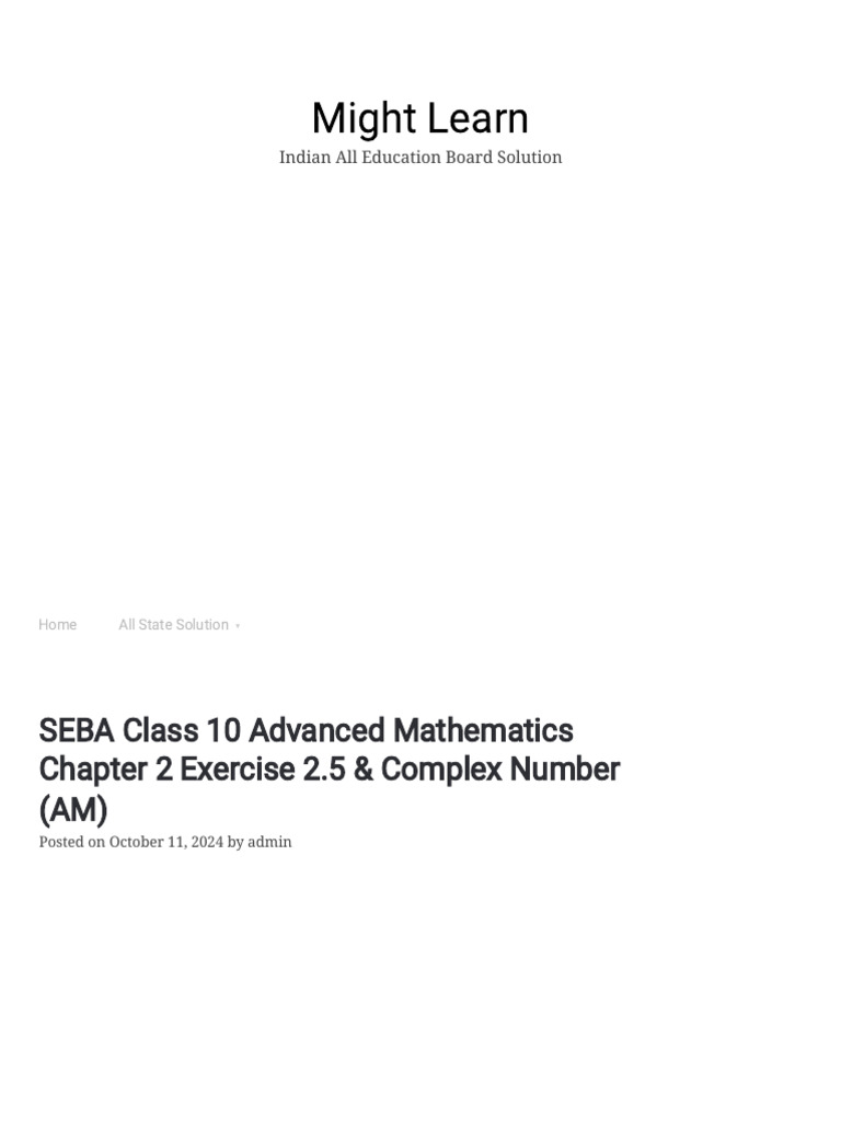 Seba class 10 advanced mathematics chapter 2 exercise 2 5 complex