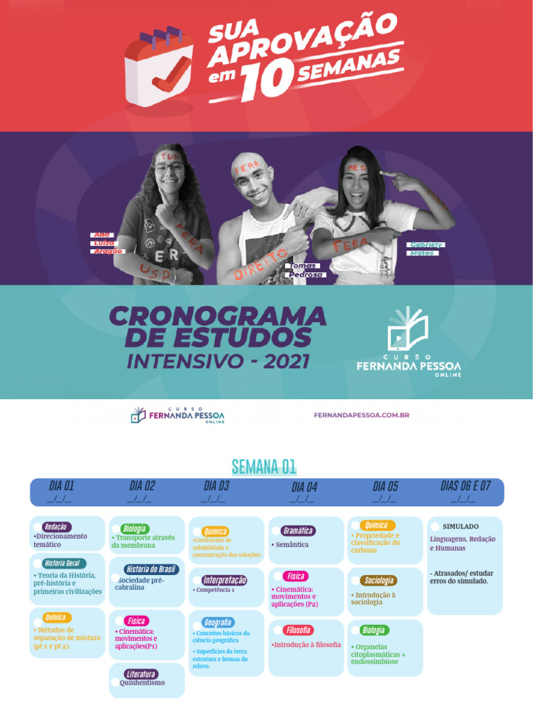 Cronograma de Estudos para o ENEM | PDF | Química | Física