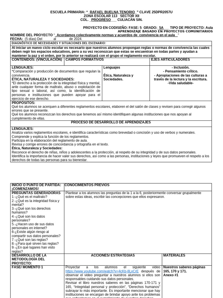2 Acordamos Colectivamente Normas y Acuerdos de Convivencia en El Aula ...
