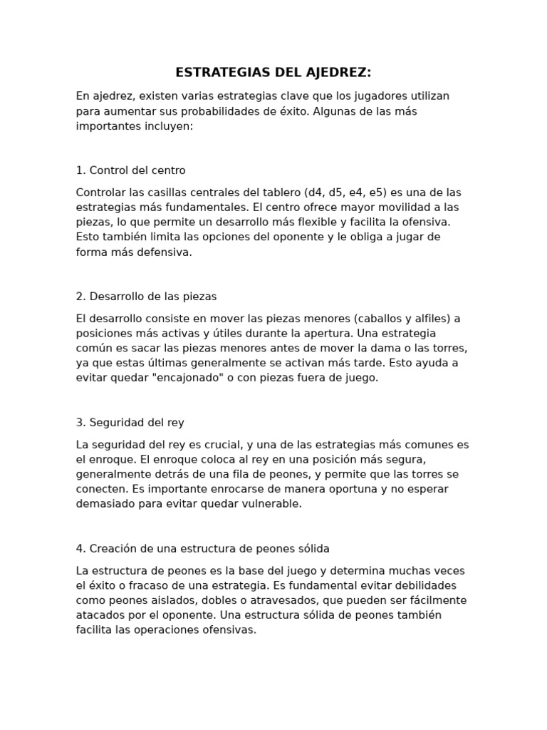 Estrategias Clave en Ajedrez PDF | PDF | Estrategia de ajedrez | Ajedrez