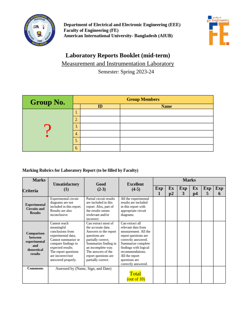 EEE Lab Report Guidelines Spring 2023-24 | PDF | Electrical Impedance ...