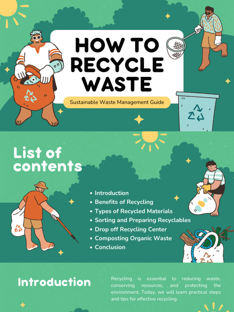 Green and White Illustrative How To Recycle Waste Presentation ...