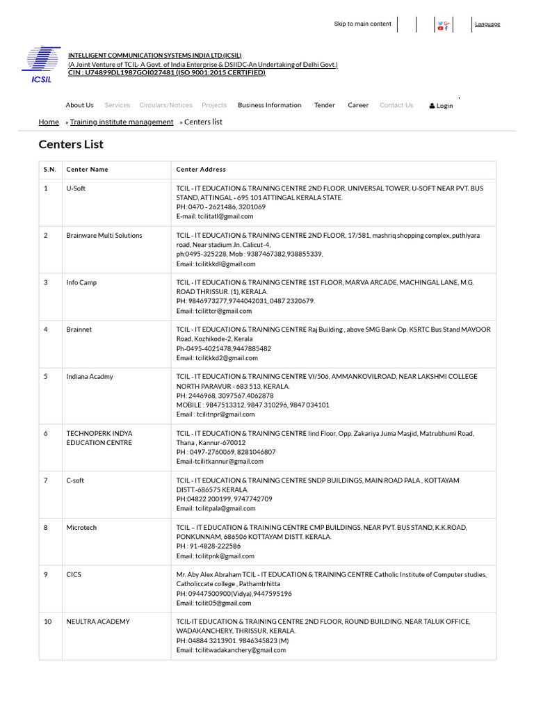 ICSIL Computer Education Centers List | PDF