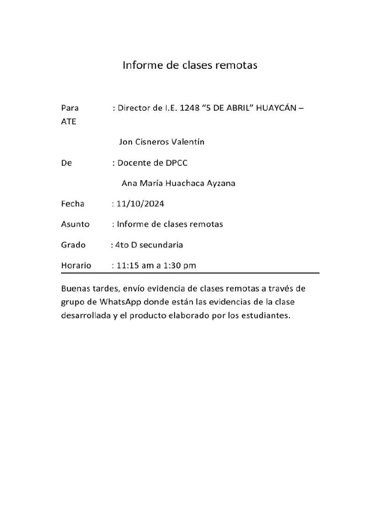 Dpcc 4to d Clases Remotas | PDF