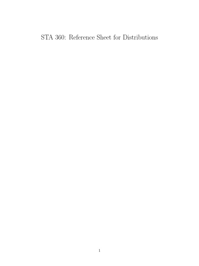 STA 360: Distributions Reference Guide | PDF | Poisson Distribution ...