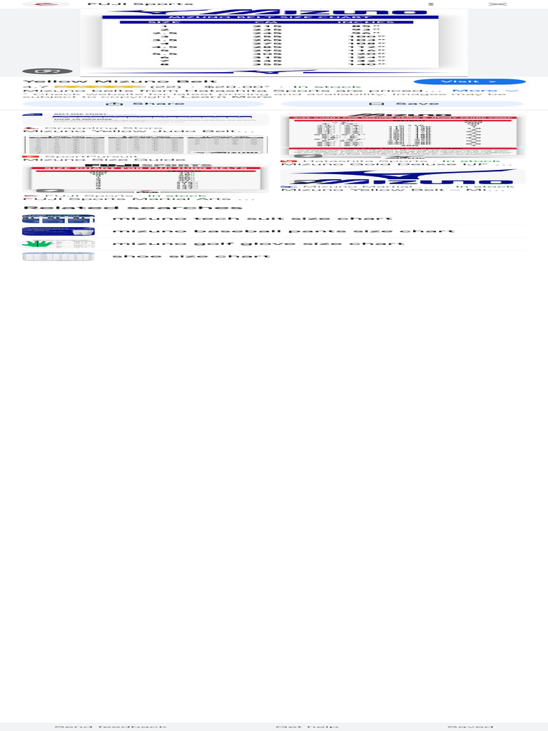 Mizuno Size Chart Judo Belt Google Search PDF
