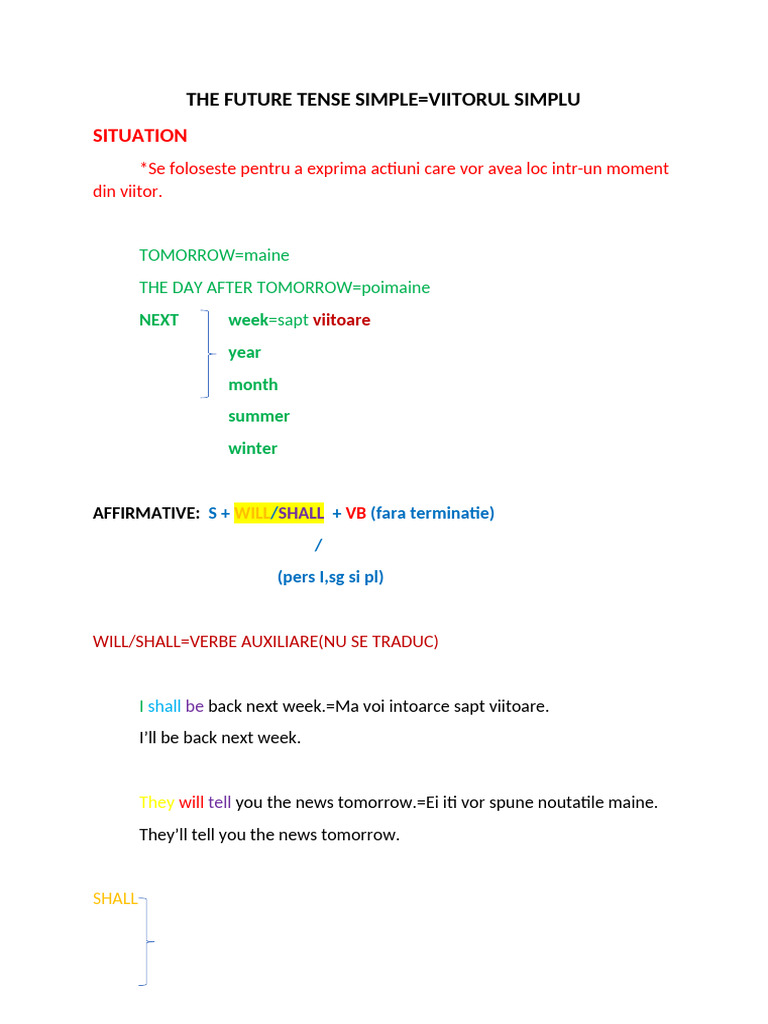 Future Simple Tense Explained | PDF | Language Mechanics | Grammar