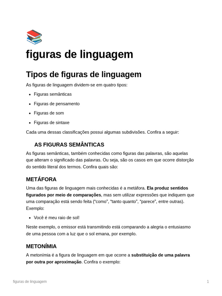 Tipos de Figuras de Linguagem Explicadas | PDF | Metáfora | Palavra