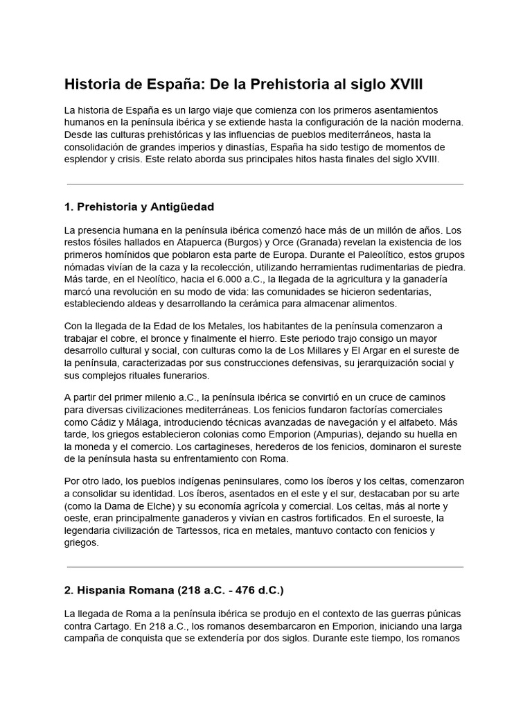 Historia de España: Prehistoria a 1700 | PDF | España | Imperio español
